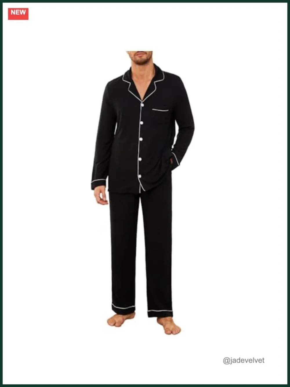 Mens Ultra Soft Pajama Set Stretch Long Sleeve Lounge Pjs Button-Down